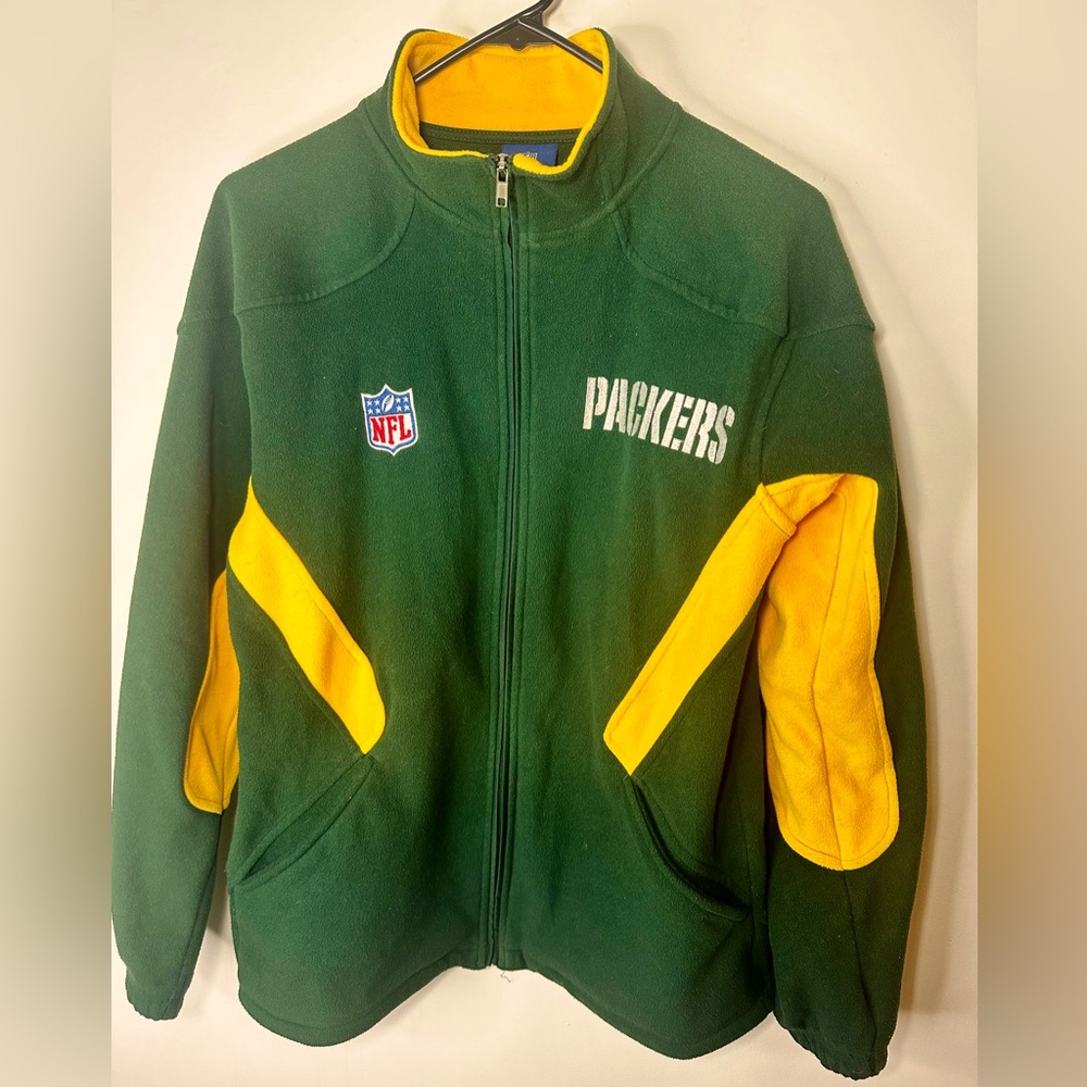NFL ONFIELD Vintage Green Bay Packers Fleece Jacket Size: Youth Large (14/16)